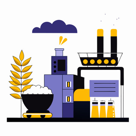 Conceptual Illustration Depicting the Process of Food Manufacturingのイラスト素材