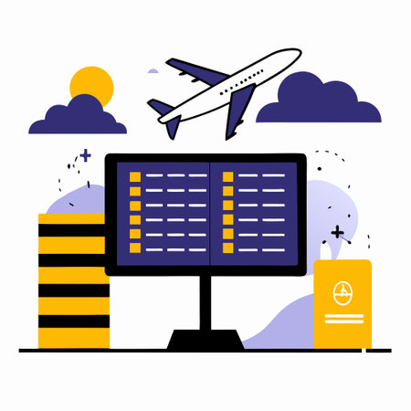 Conceptual Illustration of Flight Departure and Arrival Information Display Board at Airportのイラスト素材