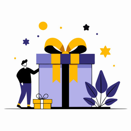Creative Illustration of Gift-Giving Concepts with Presents and Ribbonsのイラスト素材