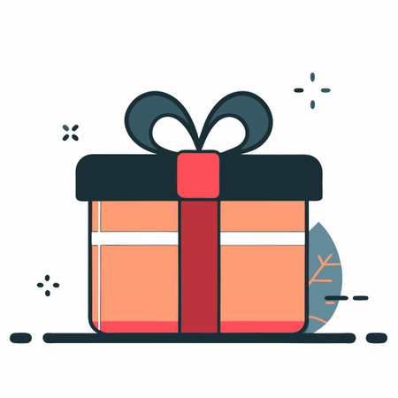 Artistic Illustration of a Gift Concept with Floral Elements and Abstract Shapes in Vibrant Colorsのイラスト素材