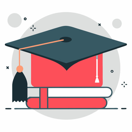 Creative Concept Illustration of Graduation Caps and Diplomasのイラスト素材
