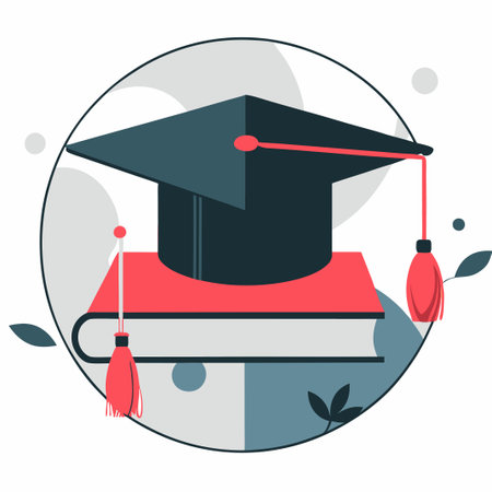 Symbolic Celebration of Educational Success: Graduation Hats Conceptual Illustrationのイラスト素材
