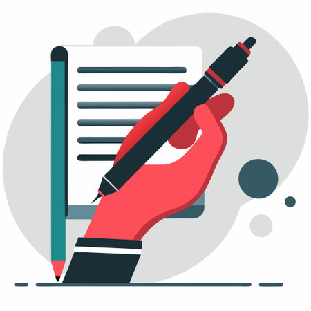 Hand Firmly Gripping a Writing Pen as a Concept for Note-Taking or Writingのイラスト素材