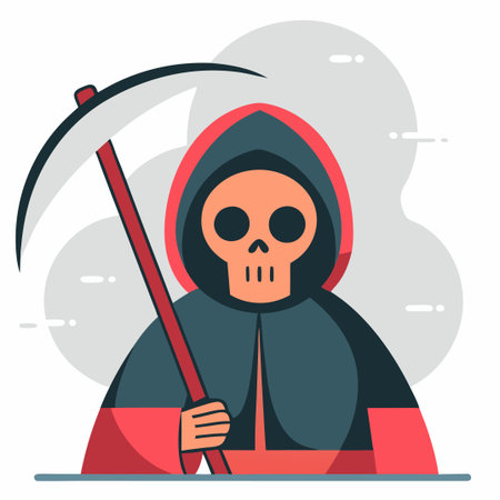Grim Reaper's Somber Embrace: A Conceptual Illustration of Death's Embraceのイラスト素材