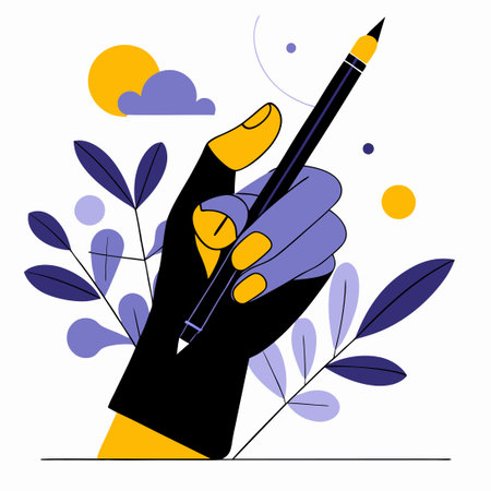 Creative Hand Using Pen for Note Taking or Concept Illustrationのイラスト素材