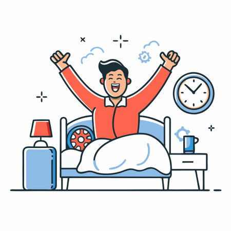 Joyful Morning Awakening Concept Illustrationのイラスト素材