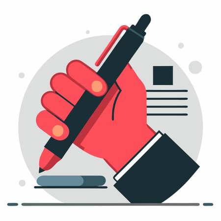 Conceptual Illustration of Human Grip on a Pen for Writing or Drawingのイラスト素材