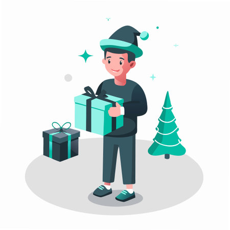 Festive Cheer and Holiday Spirit in a Lively Holiday Street Sceneのイラスト素材