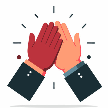 Two People Giving High Five to Celebrate Concept Illustrationのイラスト素材