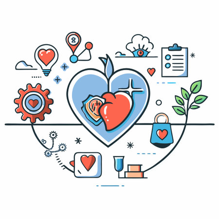 Conceptual Illustration of the Human Heart as a Life-Giving Forceのイラスト素材