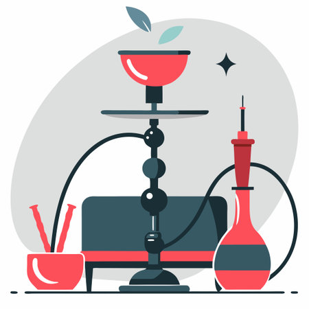 Concept Illustration for a Relaxing Hookah Smoking Loungeのイラスト素材
