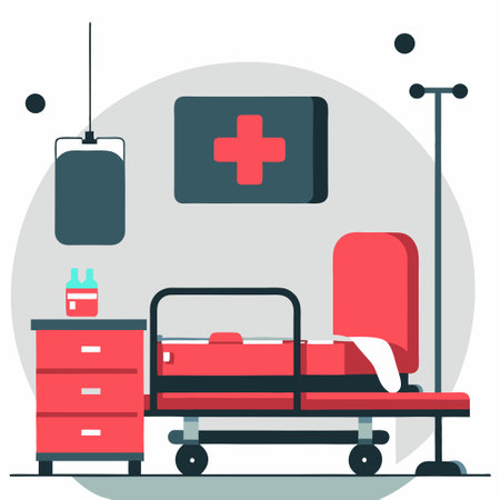 Modern Hospital Room with State-of-the-Art Medical Equipment and Serene Ambianceのイラスト素材