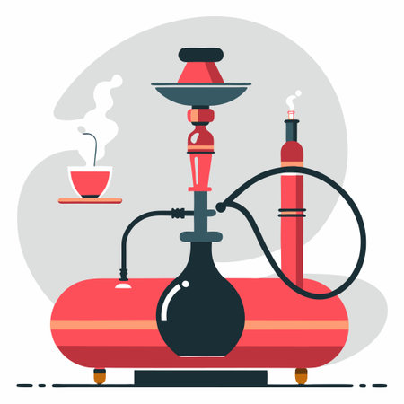 Conceptual Illustration of a Welcoming Hookah Lounge with Modern Decorのイラスト素材