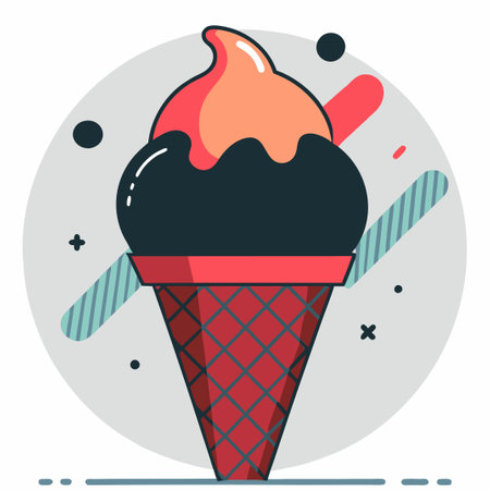 Concept Illustration of a Delicious Ice Cream Cone with Creative Designのイラスト素材