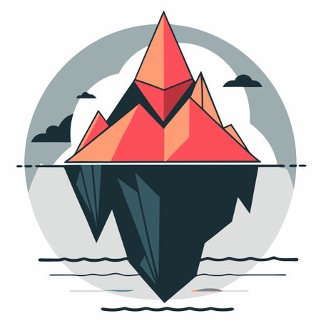 Iceberg Concept Illustration Depicting Submerged Majority and Visible Minorityのイラスト素材