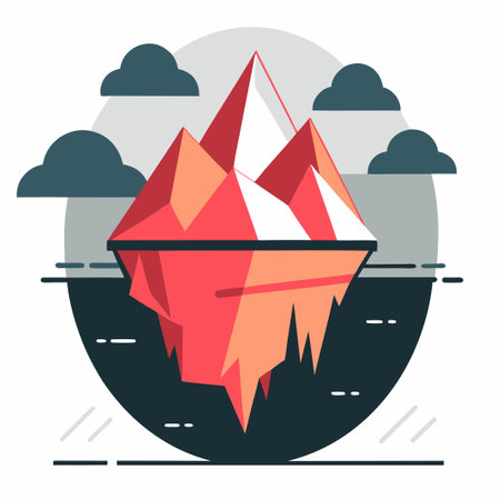 Illustrative Concept of an Iceberg Appearing Above Water Levelのイラスト素材