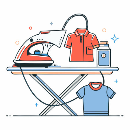 Conceptual Illustration of Effective and Convenient Ironing Techniquesのイラスト素材