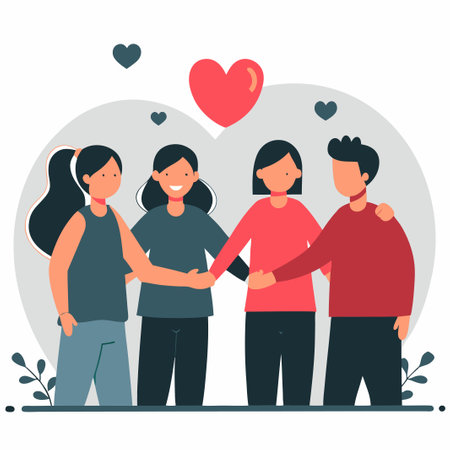 Illustrative Concept of Friendship and Togetherness with Diverse Peopleのイラスト素材