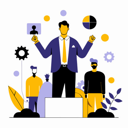 Illustrated Concept of Leadership with Guiding Figureのイラスト素材