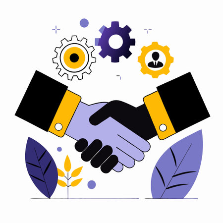 Handshake Concept Illustrating Business Partnership and Teamworkのイラスト素材