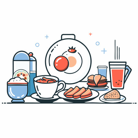 Visually Appealing Concept Illustration Showcasing Breakfast-Themed Imageryのイラスト素材