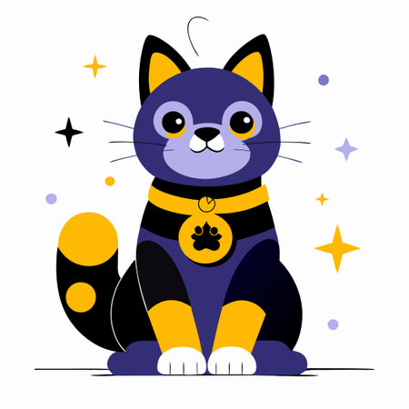 Adorable Lucky Cat Illustration for Prosperity and Good Fortuneのイラスト素材