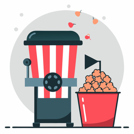 Step-by-Step Visual Guide to Making Popcorn with Detailed Illustrationsのイラスト素材