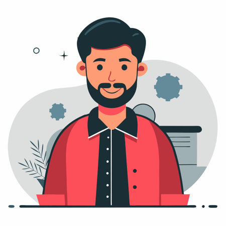 Illustration of a Man Conceptualizing an Idea with a Light Bulbのイラスト素材