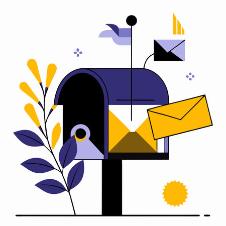 Modern Mailbox Communication Concept Design for Email and Online Messagingのイラスト素材