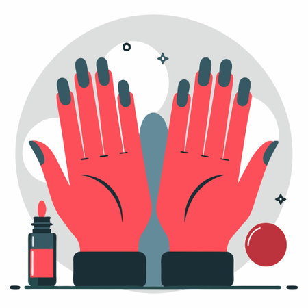 Manicure Hands Displaying Nail Art Concepts with Vibrant Colors and Artistic Designsのイラスト素材