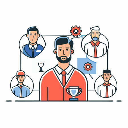 Vector illustration of business people working together. Teamwork concept in flat style.のイラスト素材
