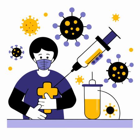 Visual Representation of Measles Symptoms and Effects in a Conceptual Illustrationのイラスト素材