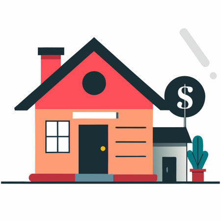 Illustrative Depiction of the Concept of Mortgages with a Home in Focusのイラスト素材