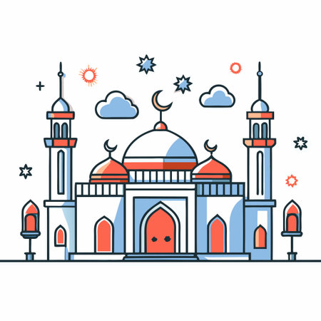 Majestic Mosque Concept with Intricate Details and Architectural Beautyのイラスト素材