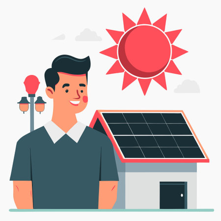 Concept Illustration of Sun Energy Harvested for Power and Sustainabilityのイラスト素材