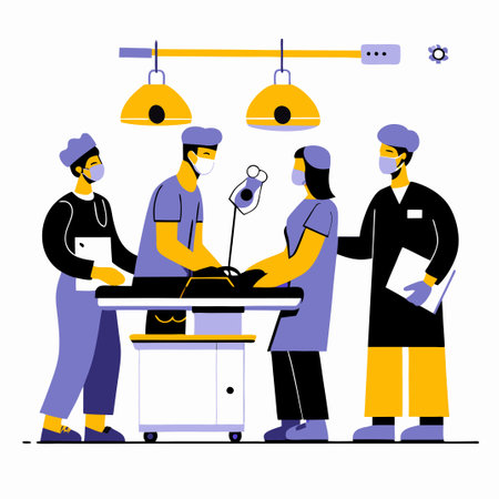 Surgeons Diligently Preparing for a Critical Surgery Procedureのイラスト素材
