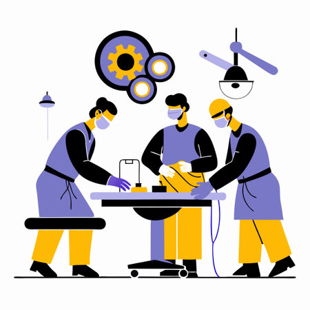 Specialist Surgeons Collaborating for a Successful Surgery Procedureのイラスト素材