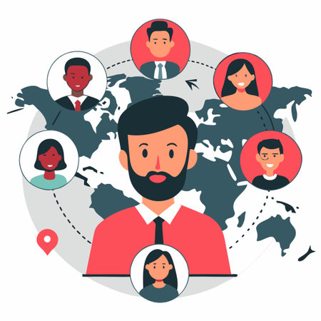 People around the world. Social network. Vector illustration in flat styleのイラスト素材