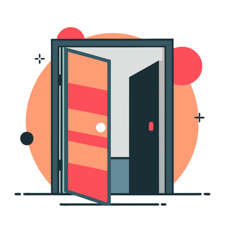 Door vector illustration in flat design style. Open door icon.のイラスト素材