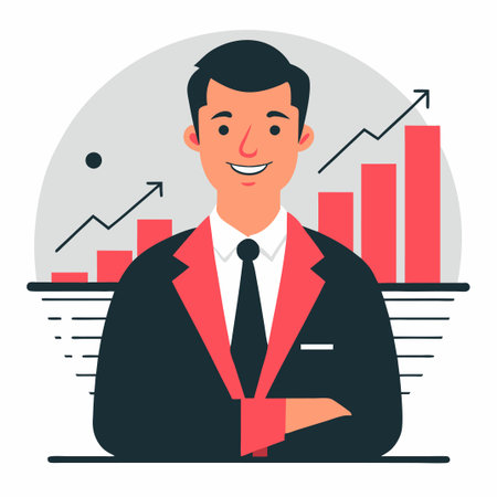 Ambitious Businessman Embracing Success and Prosperityのイラスト素材