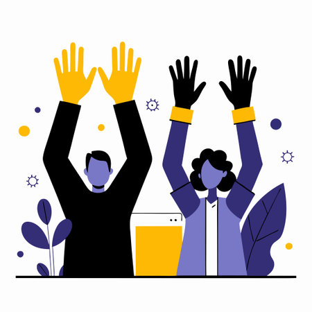 Raised Hands in a Concept of Diverse People Expressing Ideasのイラスト素材