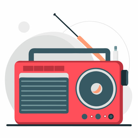 Intricate Illustration Depicting a Radio Concept and its Technological Componentsのイラスト素材