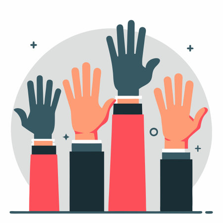 Multiethnic Hands Raised Embracing Diversity and Unityのイラスト素材
