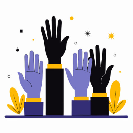 Hands Raised in Exuberant Expression of Diverse Concepts and Emotionsのイラスト素材