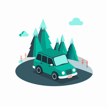 Embark on an Unforgettable Road Trip Adventure, Illustrated with Vibrant Colors and Detailsのイラスト素材