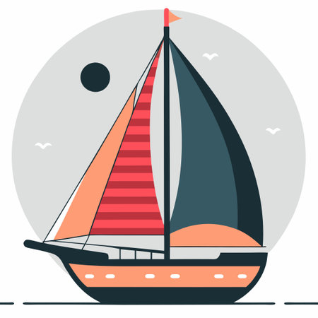 Innovative Sailboat Concept Illustration with Modern Design and Sleek Linesのイラスト素材