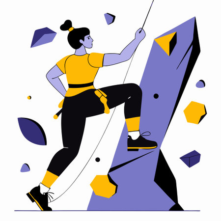 Adrenaline-Fueled Rock Climbing Adventure Showcasing Skill and Determinationのイラスト素材