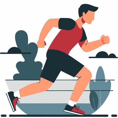 Dynamic Concept Illustration of an Individual Running with Purpose and Momentumのイラスト素材