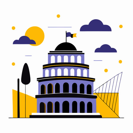 Rome Architectural Concept Illustration Depicting Classical Elementsのイラスト素材