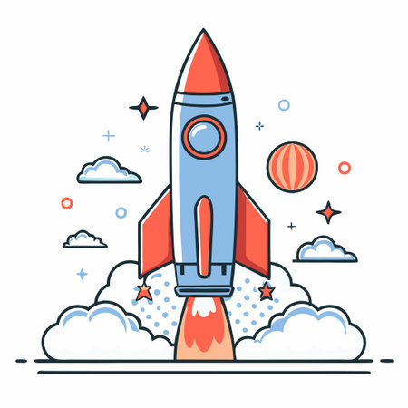 Futuristic Concept Art of a Sleek and Powerful Rocket Ascending to Spaceのイラスト素材